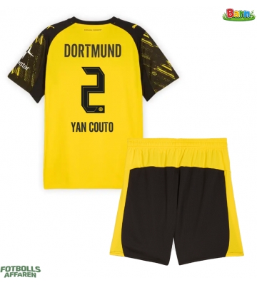 Borussia Dortmund Yan Couto #2 Hemmaställ Barn 2025-26 Kortärmad (+ Korta byxor)